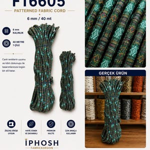 Tela estampada Kordon, cordón de algodón de 7 mm, máquina de coser en zigzag, para la confección de bolsas decorativas (40 m)