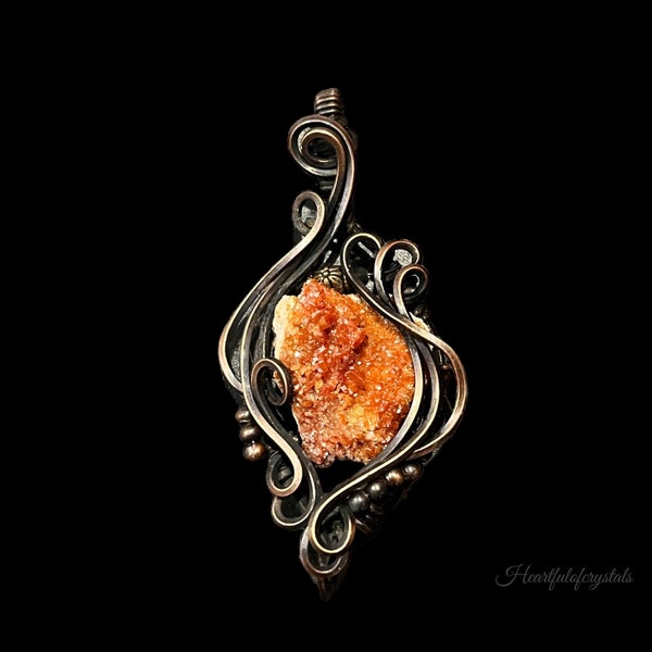 Vanadinite crystal wire wrapped necklace Raw crystal necklace,  wire wrapped crystal, raw crystal jewelry, unique gift for her