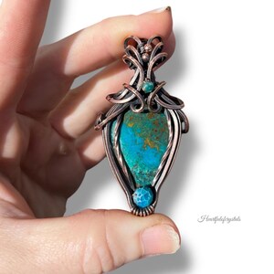Chrysocolla  Necklace, Wire Wrapped chrysocoll pendant , artisan jewelry, gemstone  Jewelry, unique jewelry gift