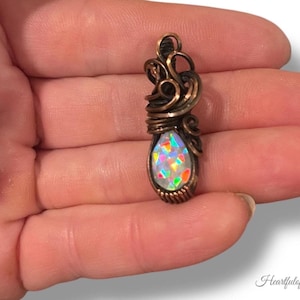 Dainty faceted rainbow quartz crystal wire wrapped necklace, dainty necklace, wire wrapped crystal pendant, unique jewelry gift