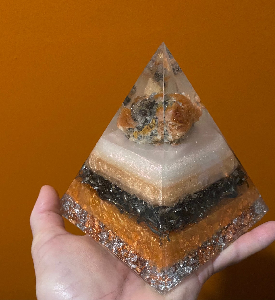 Crocoite Orgone emf pyramid pyramid decor orange pyramid Etsy