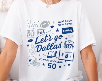 Let's Go Dallas Football Shirt, Gift for Dallas Football Fan, Game Day Cowboy Shirt, Game Day Gear, Football Tee, Retro Gift for Her