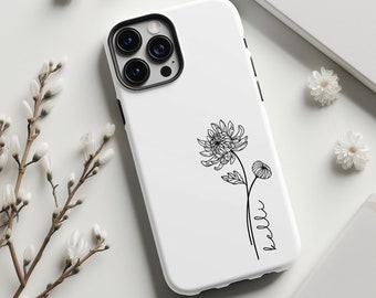 Custom Birth Flower Phone Case, Personalized Name Phone Case, Birth Flower Gift, Gift for her, Gift for best friend, Mom, Plant Lover Gift