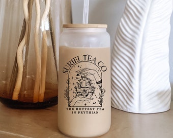 Suriel Tea Co Glass Tumbler, ACOTAR Iced Coffee Cup, Hottest Tea in Prythian, Book Lover Gift, Fantasy Genre Coffee Mug, SJM Merch