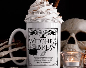 Witches Brew Mug, Witch Coffee Cup, Fall Lover Gift, Halloween Cup