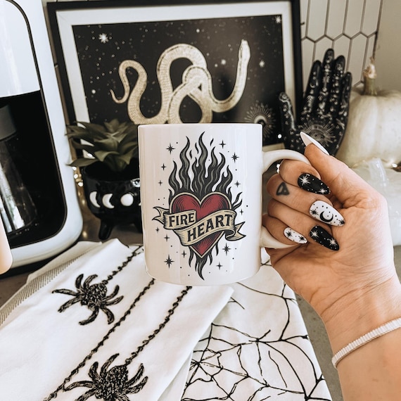 Fireheart Throne of Glass Bookish Mug, Booktok Merch, Sarah J Maas Merch, Bookworm Gift, Gift for readers, book lover gifts, Book Club Mug