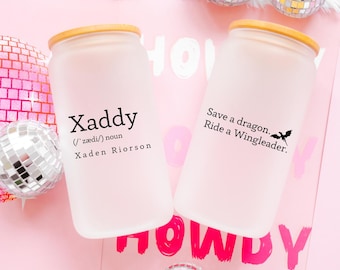 Xaddy Cup, Fourth Wing Glass Tumbler, Xaden Iced Coffee Cup, Book Lover Gift, Fantasy Coffee Mug, Dragon Rider Cup, Basgiath War College
