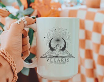 Velaris City of Starlight Book Mug, ACOTAR Merch, Sarah J Maas Merch, The Night Court Mug, Rhysand and Feyre, Book Lover Gift, Bookworm Cup