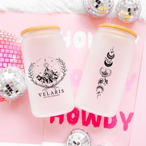 Velaris Glass Tumbler, ACOTAR Iced Coffee Cup, ACOTAR Merch, City of Starlight, Book lover gift, Bookish Cup, Fantasy Coffee Mug, SJM Merch
