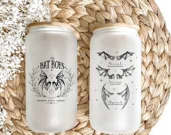 The Bat Boys Glass Tumbler, ACOTAR Iced Coffee Cup, Book Lover Gift, Fantasy Genre Coffee Mug, SJM Merch