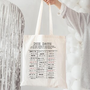 Library Card Due Date Book Canvas Tote Bag, Book Lover Gift, Gift for Readers, Teacher and Librarian Gift Bag, Bookish and Booktok Merch