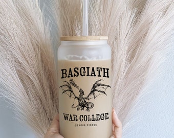 Fourth Wing Glass Tumbler, Iced Coffee Cup, Book Lover Gift, Fantasy Genre Coffee Mug, Dragon Rider Cup, Basgiath War College