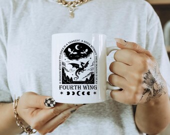 Fourth Wing Book Mug, Basgiath War College, Dragon Rider Cup, Romantasy Reader Gift, Gift for Book Lover, Bookworm Cup, Book Club Gift