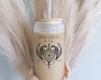 Fourth Wing Glass Tumbler, Fourth Wing Iced Coffee Cup, Book Lover Gift, Fantasy Genre Coffee Mug, Dragon Rider, Rebecca Yarros, Bookish Cup