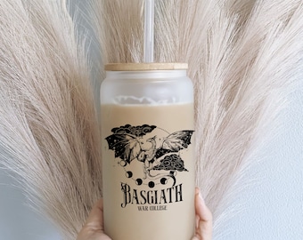 Fourth Wing Glass Tumbler: Basgiath War College Dragon Rider Iced Coffee Cup