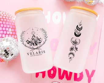 Velaris Glass Tumbler, ACOTAR Iced Coffee Cup, Book Lover Gift, Fantasy Genre Coffee Mug, SJM Merch