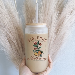 Fourth Wing Iced Coffee Glass Tumbler: Violet&#39;s Apothecary, Book Lover Gift