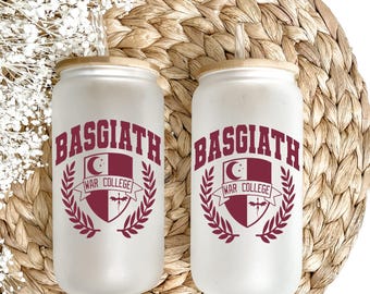 Basgiath War College Glass Tumbler, Onyx Storm Fourth Wing, Iced Coffee Cup, Book Lover Gift, Bookish Merch, Dragon Rider Cup, gift for her