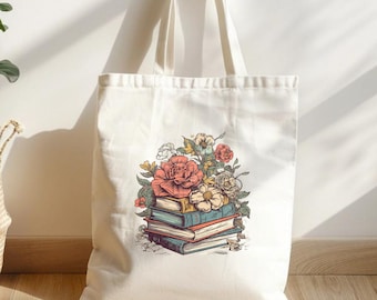 Book Lover Canvas Tote Bag, Book Bag, Gift for Readers, Book Lover Gift, Gift for her, daughter, best friend, mom, birthday gift ideas