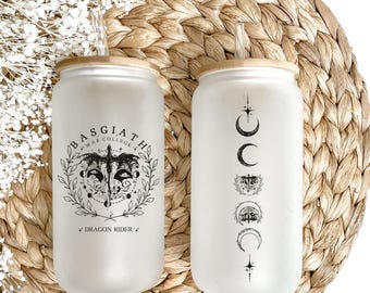 Fourth Wing Glass, Basgiath War College Iced Coffee Cup, Book Lover Gift, Rebecca Yarros, Fantasy Genre Cup, Dragon Rider Cup, Bookish Merch
