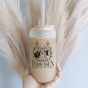 Terrasen Glass Tumbler, Throne of Glass Iced Coffee Cup, Book Lover Gift, Gift for readers, Gift for her, him, daughter, bookworm gift