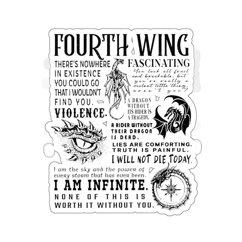 Fourth Wing Sticker, Fourth Wing Quote Sticker, Basgiath War College, Dragon Rider Sticker, Bookish Sticker, Gift for her, book lover image 8