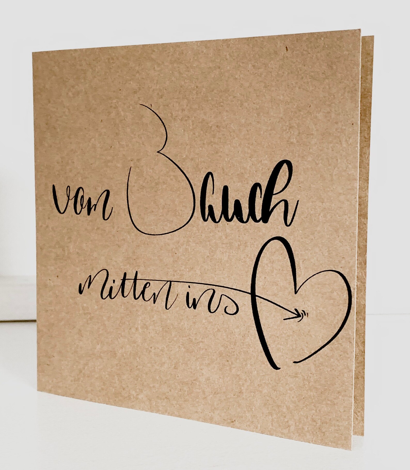 Vom Bauch mitten ins Herz Kraftpapier Karte zur Geburt rosamummy Etsy.de