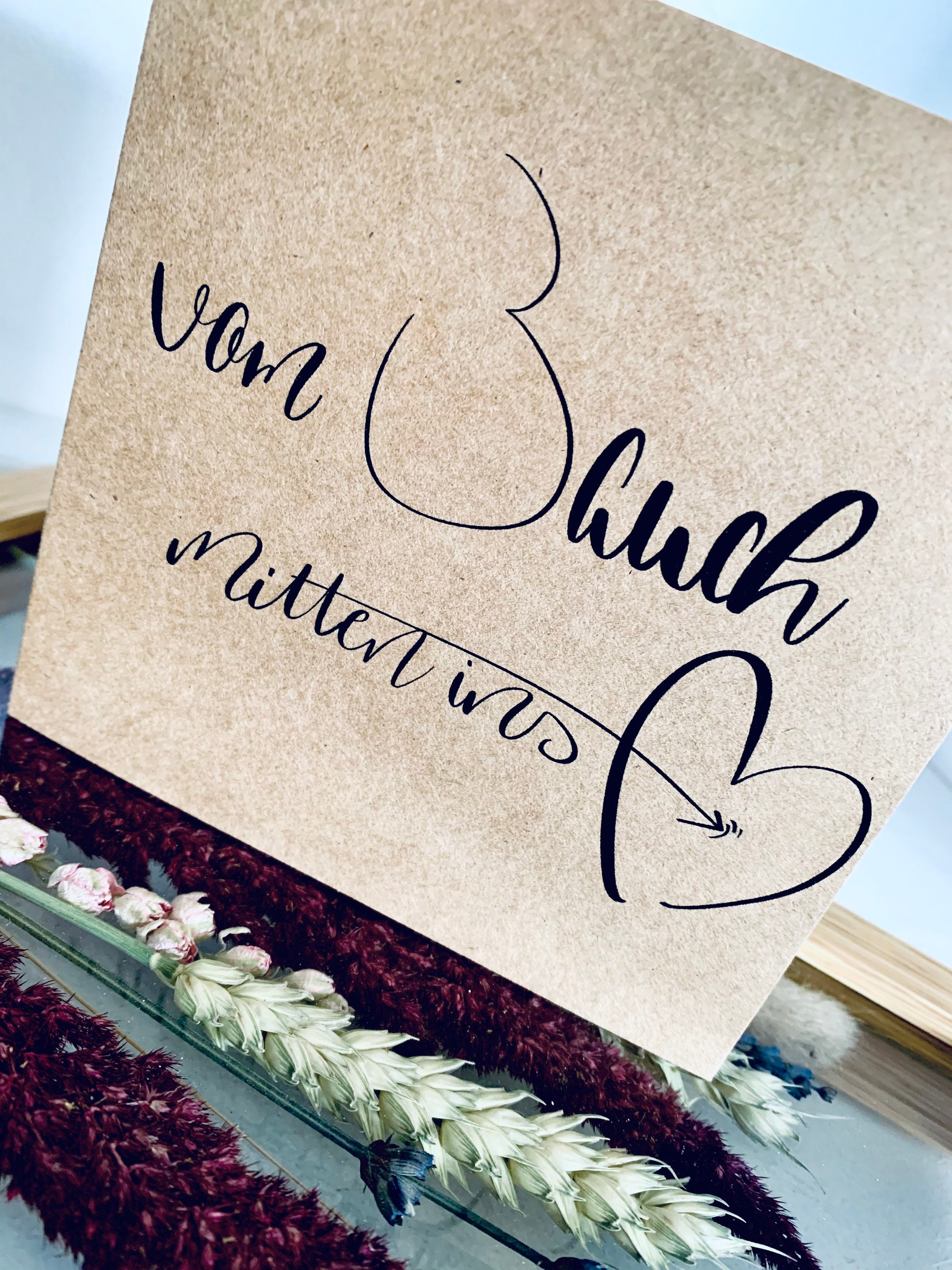 Vom Bauch mitten ins Herz Kraftpapier Karte zur Geburt rosamummy Etsy.de