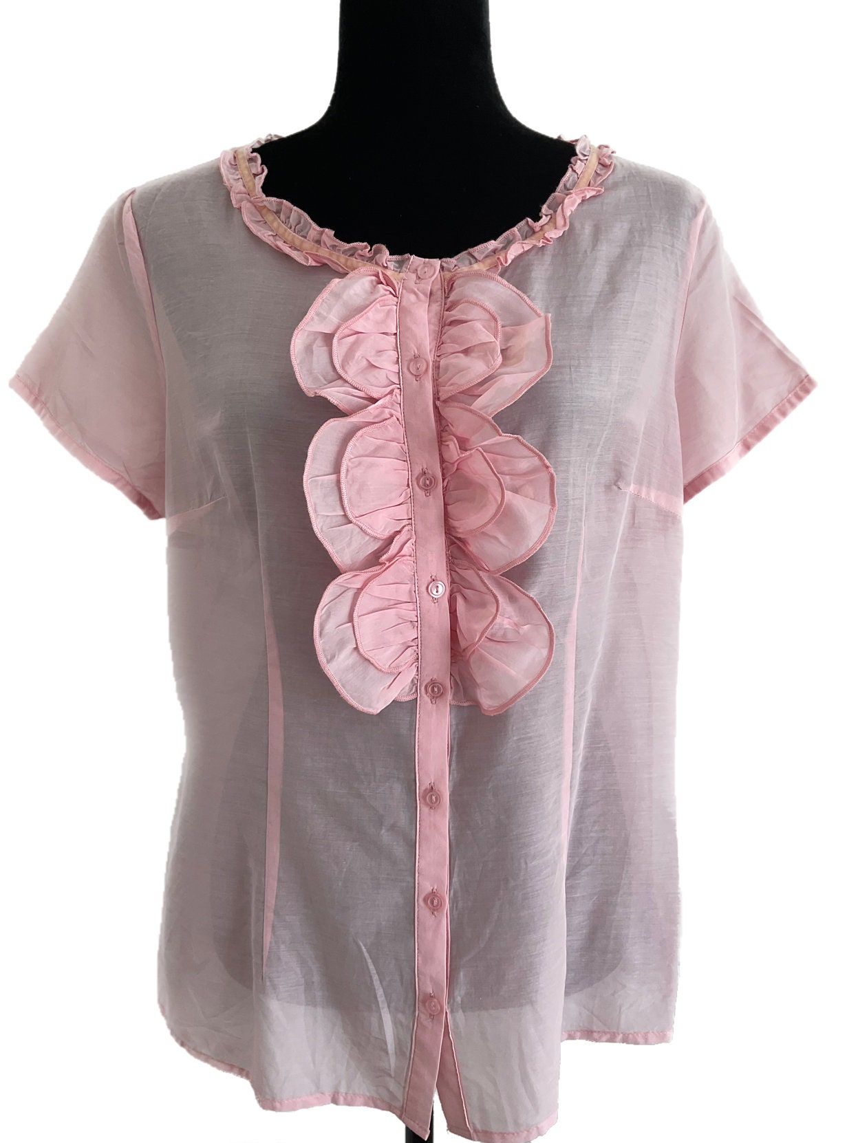 vintage white sequin floral button long sleeve shirt ... plus or XL to 2X ,,, cotton blend