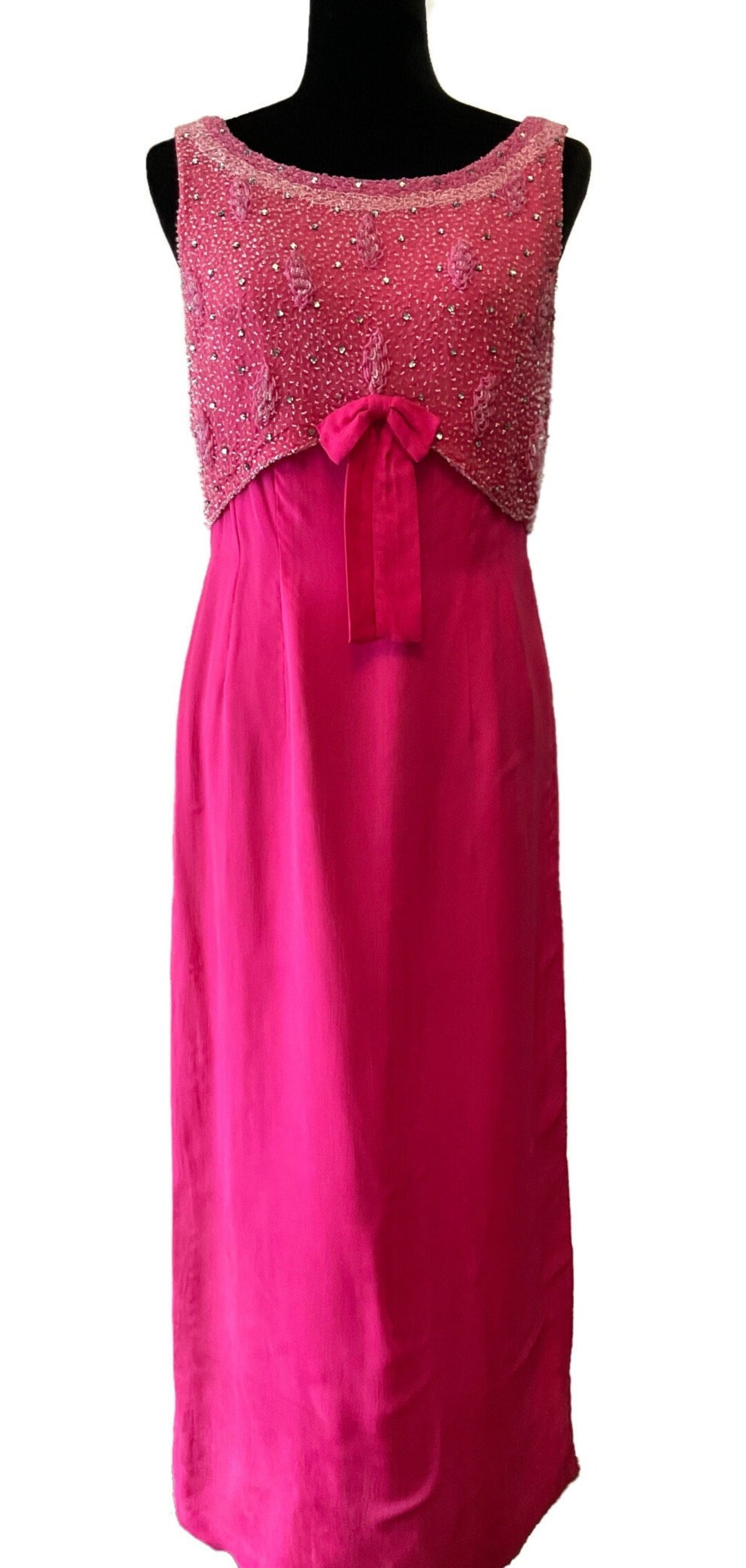 Vintage Silk Prom Gownstunning Silk Beaded Bridesmaid Dresssize S