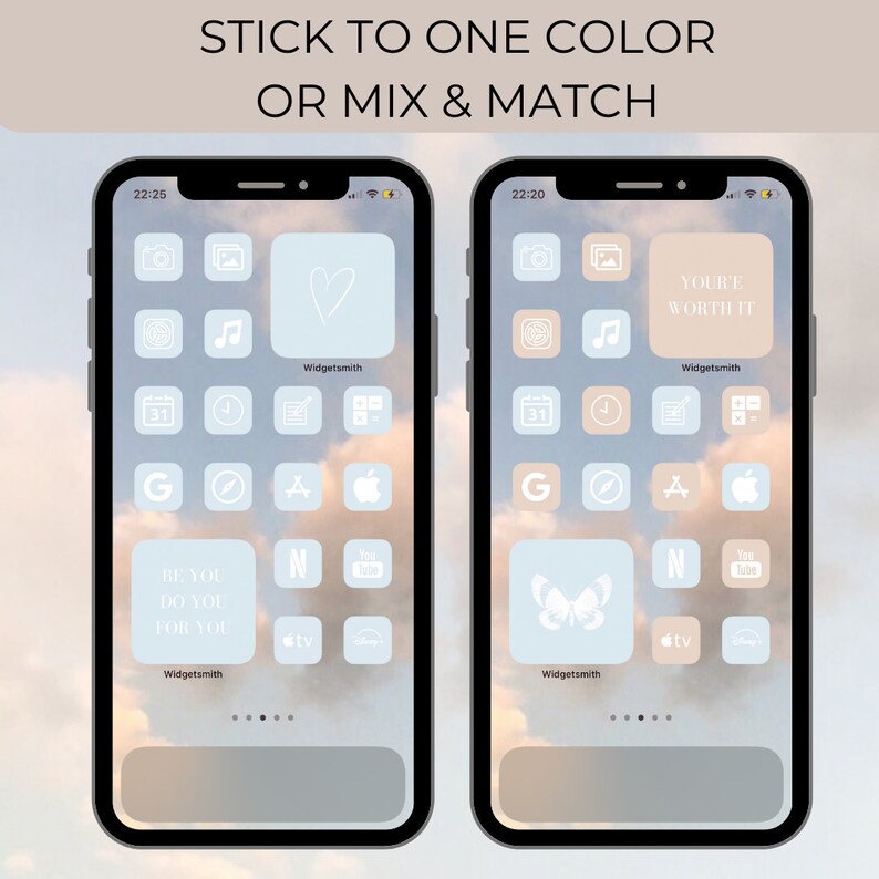 Blue Aesthetic App Icon Pack Ios 14 Quote Photo Widgets Etsy