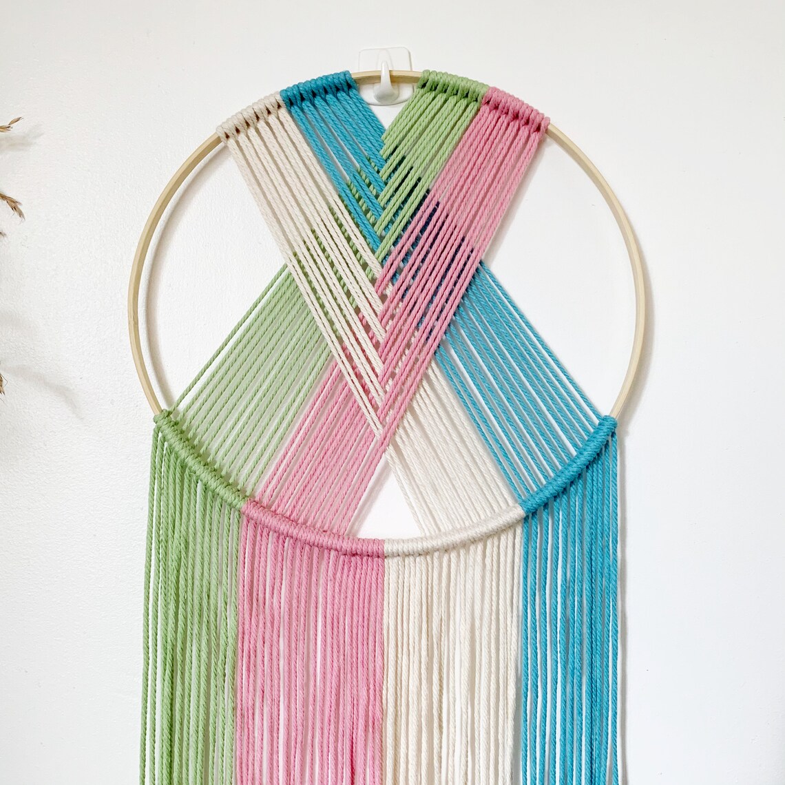 Macrame Wall Hanging Wooden Hoop Wall Hanger Round Yarn Etsy