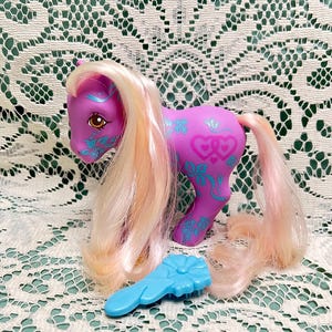 My Little Pony G1 Flowerbelle Flower Fantasy Pony Blue Flower Brush Hasbro Vintage 1987