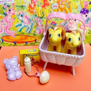My Little Pony G1 Milkweed & Tumbleweed Newborn Babies Bassinet
