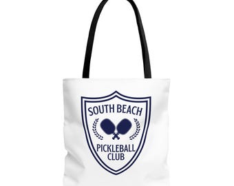 South Beach Pickleball Club Tote Bag for Pickleball Paddles and Gear