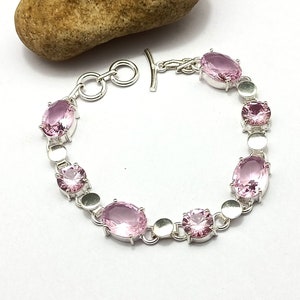 Rose Quartz handmade Statement Bracelet\Pink Quartz Bracelet\Quartz Gemstone Bracelet\Anniversary Gift For Her\Wedding Jewelry