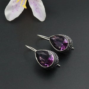 Vintage Designer Amethyst Earrings\Purple Gemstone Earrings\Earrings for Her\ Party wear Earrings\Unique Earrings\Purple Crystal Earrings