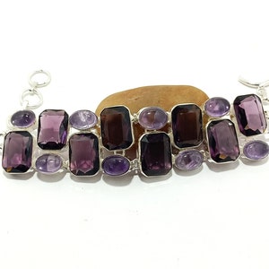Beautiful amethyst stone handmade silver plated bracelet