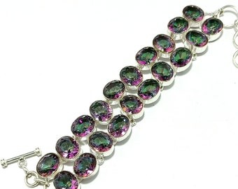 New Mystic Topaz Bracelet , Mystic Topaz Adjustable Cuff Bracelet, Topaz Bracelet