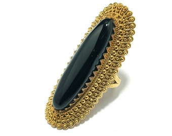 Anillo de ónix negro bañado en oro hecho a mano ¡Anillo de ónix negro!