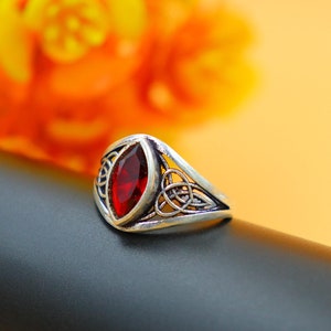 Unique Mini Statement Garnet Stone Ring\ Handmade Silver oxidized ring\ Party wear Jewelry
