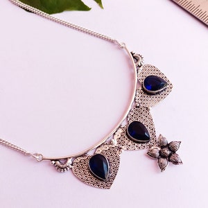 Blue Topaz necklace\Topaz Necklace\Unique Necklace Pendant\Gift For Her\Women&#39;s Necklace\Chain Necklace\Silver Plated Necklace