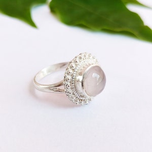 Natural Rose Quartz Ring\Women Statement Rose Quartz Ring\Love Rose Quartz Ring\Sterling Silver Plated Rose quartz Ring\Rose Quart Ring