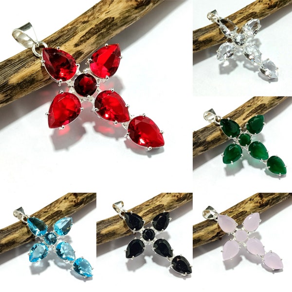 Combo of 6 pieces cross pendant in faceted gemstone ! 50% sale cross pendant! latest cross pendants ! handmade jewelry ! Cross pendant !