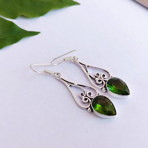 Unique Peridot Handmade unique Earrings\Dangle Drop Peridot Earrings\Peridot Earrings\Anniversary Gift\Earrings For her\Boho Earrings
