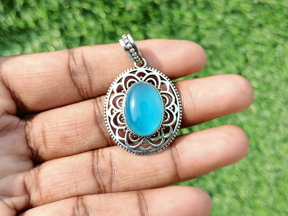 Blue Chalcedony Gemstone Pendant – The Russian Store