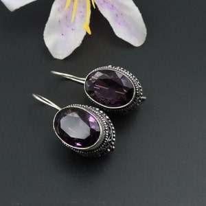 Vintage Designer Amethyst Earrings\Purple Gemstone Earrings\Earrings for Her\ Party wear Earrings\Unique Earrings\Purple Crystal Earrings