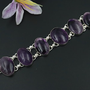 Natural Amethyst Bracelet\Amethyst Handmade Silver Pated Bracelet\Charm Bracelet\Natural Amethyst Gemstone Bracelet\Antique Bracelet