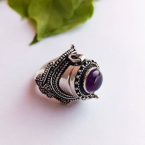 Amethyst Handmade Poison Ring\amethyst Poison ring\Gemstone Poison Ring\Handmade Unique ring\Women's Rings\Statement Ring