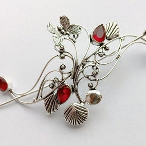 Red Garnet Stunning Handmade Sterling Silver Plated Hair clip barrette Celtic Viking Knot Hair Pin For Women, Hair jewelry, Unique hair pins